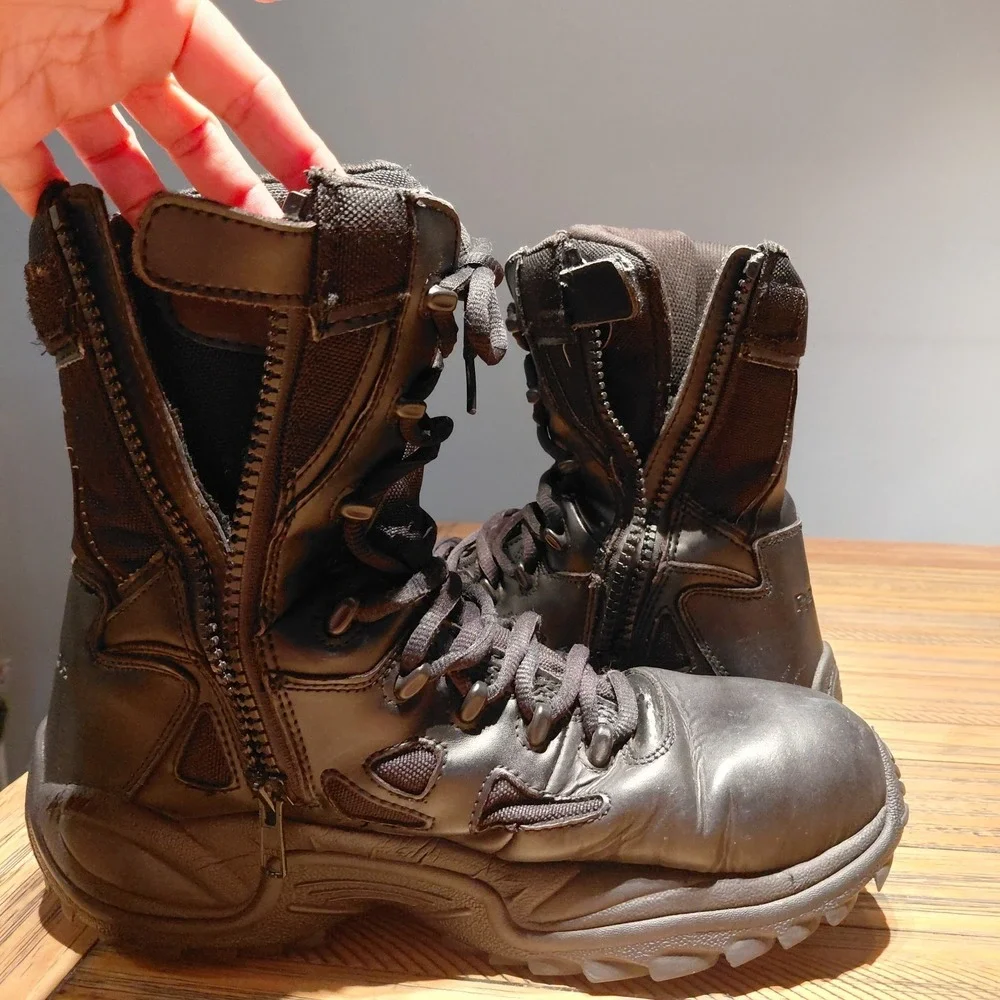 Reebok Rapid Response Boots Size 11 Black Side Zip Composite Toe Tactical RB8874